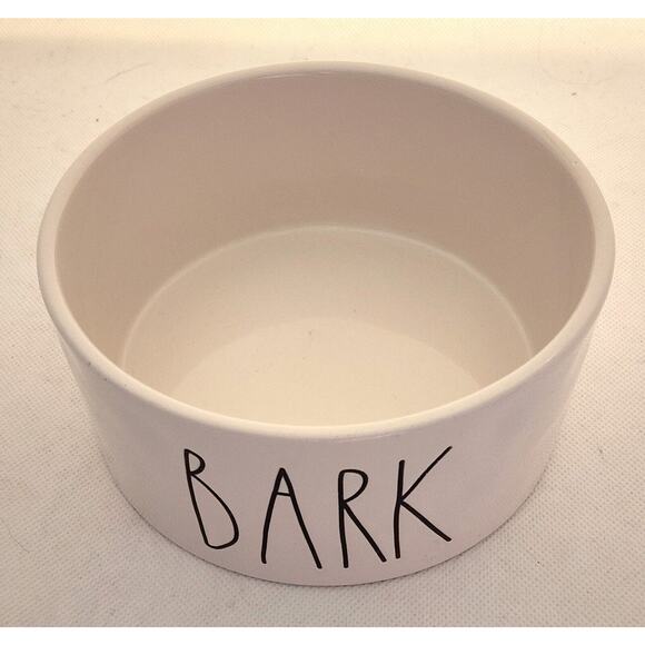 DOG BOWL-RAE DUNN-"Bark"-Ceramic-Light Cream-6" Diameter-2.75" High - Picture 3 of 10